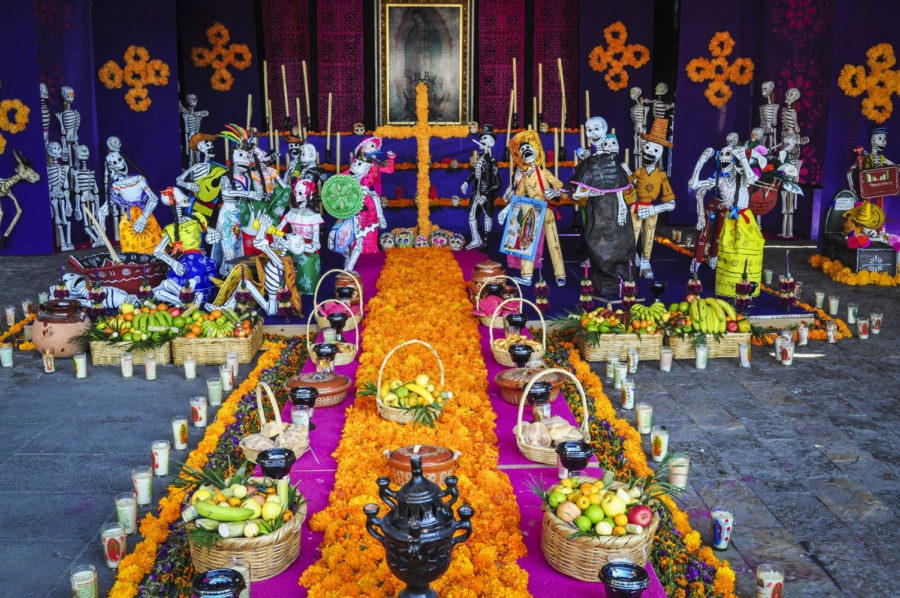 The Dia de los Muertos altar was on Display at the Basilica of Our Lady of Guadalupe in Mexico City, Mexico.