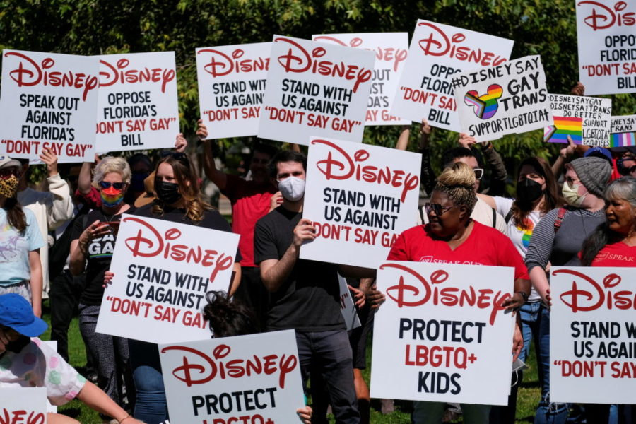 Disneys employees protest against Floridas Dont Say Gay bill, in Glendale, California, U.S., March 22, 2022. REUTERS/Ringo Chiu