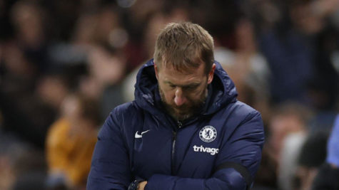 2M87Y6P Craven Cottage, Fulham, London, UK. 12th Jan, 2023. Premier League Football, Fulham versus Chelsea; A dejected Chelsea Manager Graham Potter after Carlos Vinicius of Fulham scores for 2-1 in the 73rd minute Credit: Action Plus Sports/Alamy Live News
