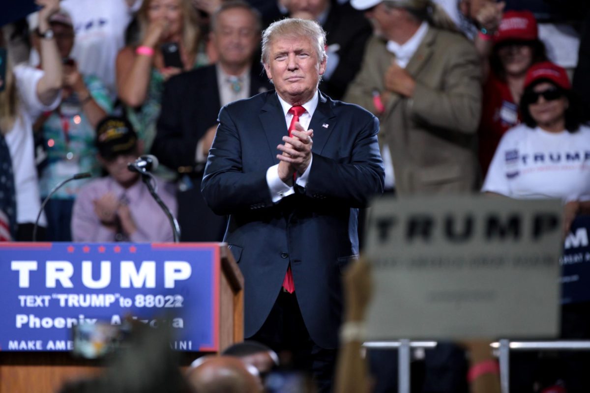 This photo, from a separate Trump rally, was taken by Gage Skidmore.