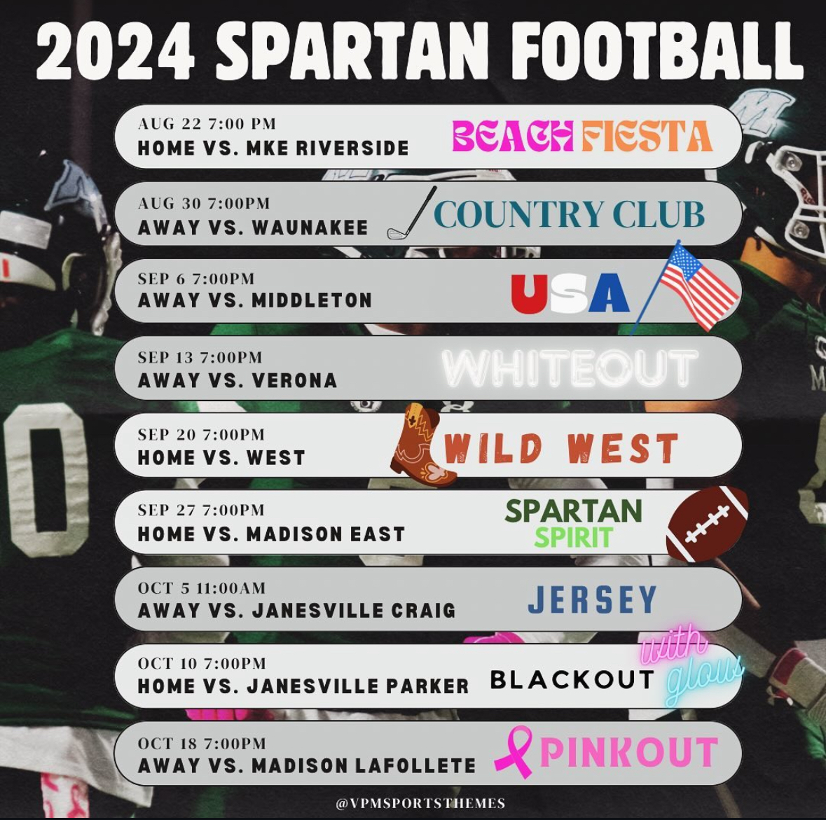 2024 Spartan Football Themes and Schedule