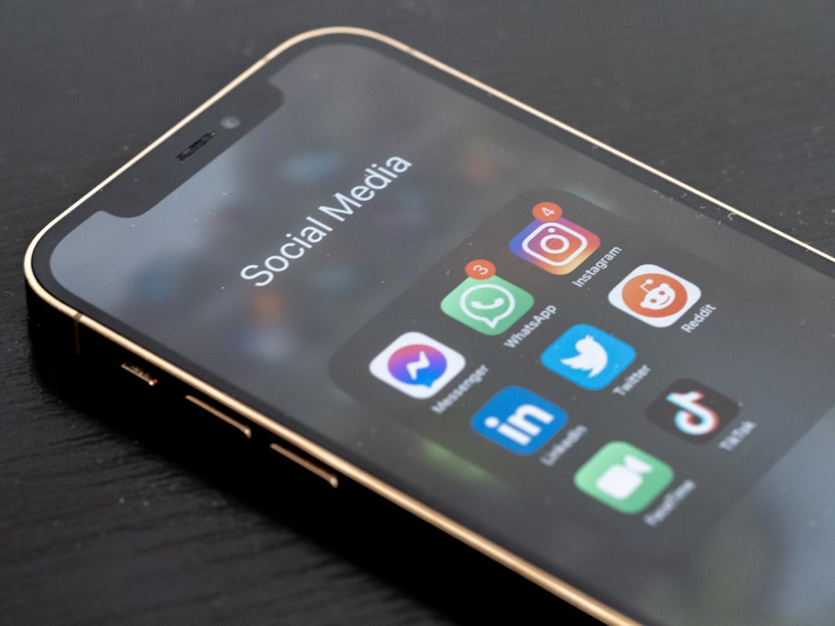 A smartphone with social media apps
